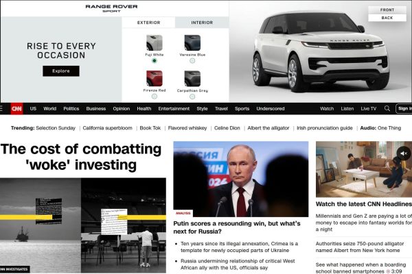 www.cnn.com_ (1)JPG Screenshot of CNN's home page illustrating an example of a web design that is too complicated.