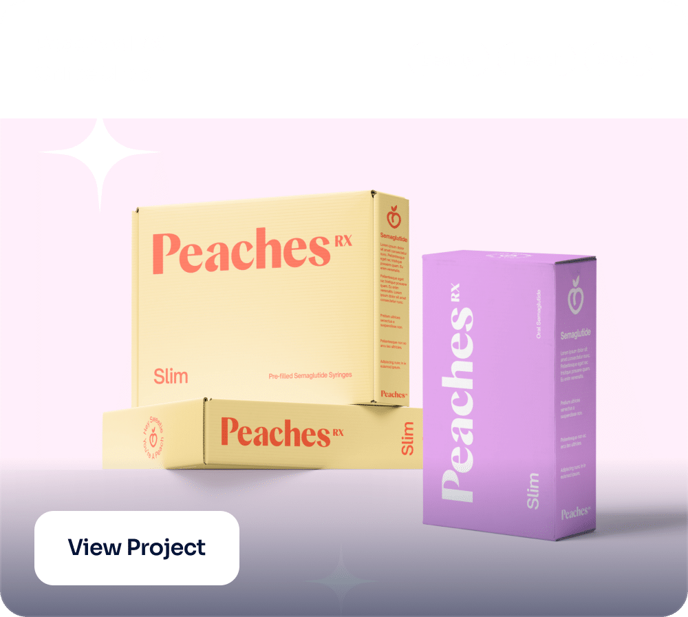 Colorful product packaging for Peaches RX