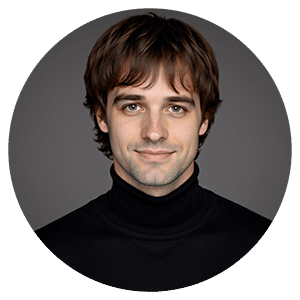 Man with brown hair and turtleneck