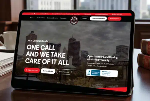 Bail bonds website on tablet screen