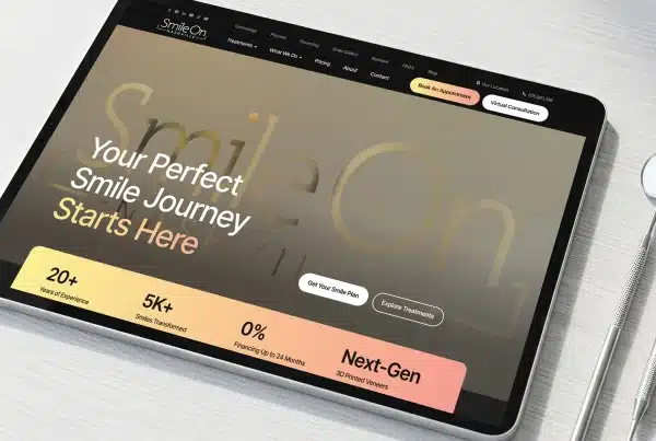 Tablet displaying dental service website